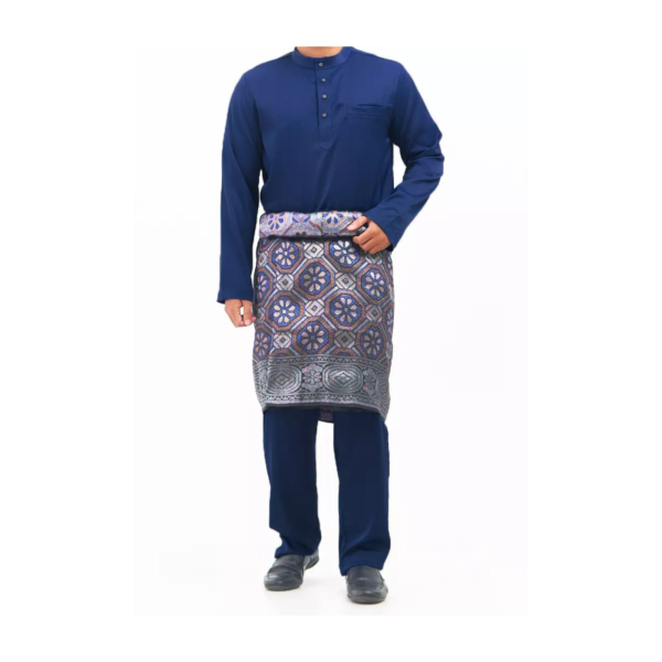 1-4.png Dark Blue 3-Piece Baju Melayu Set
