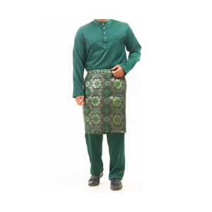 2-4.png Dark Green 3-Piece Baju Melayu Set