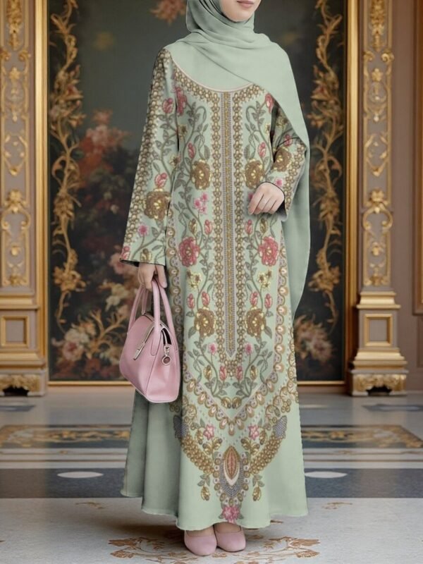 34d66d696fed4aa2921266a24a454319-goods.jpeg Pea Green Floral Embroidered Abaya