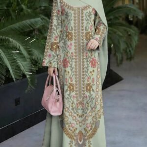 6d9869dac7f74bf3b2f91b207503b8e5-goods.jpeg Pea Green Floral Embroidered Abaya