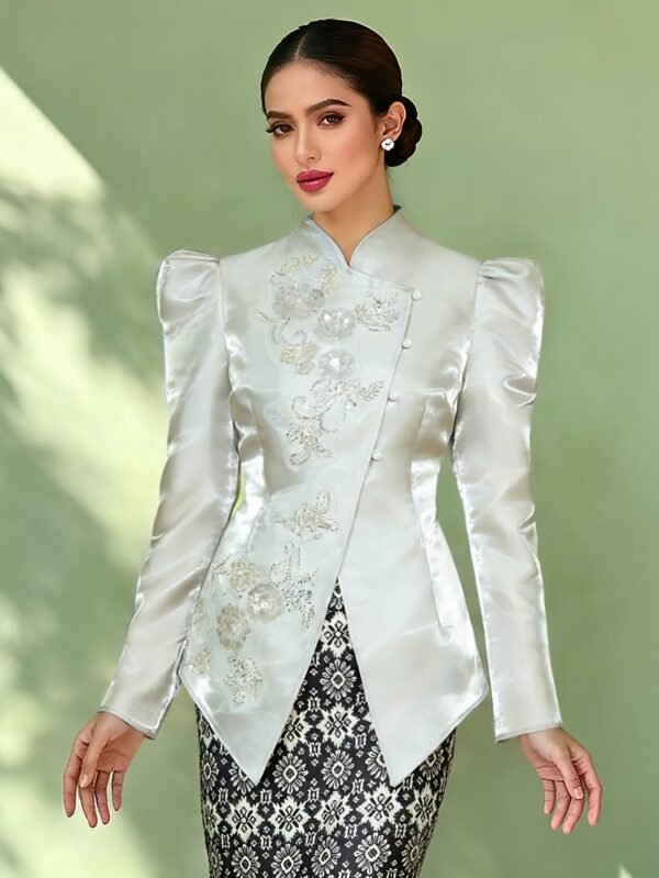 Embroidered Satin Kebaya Top