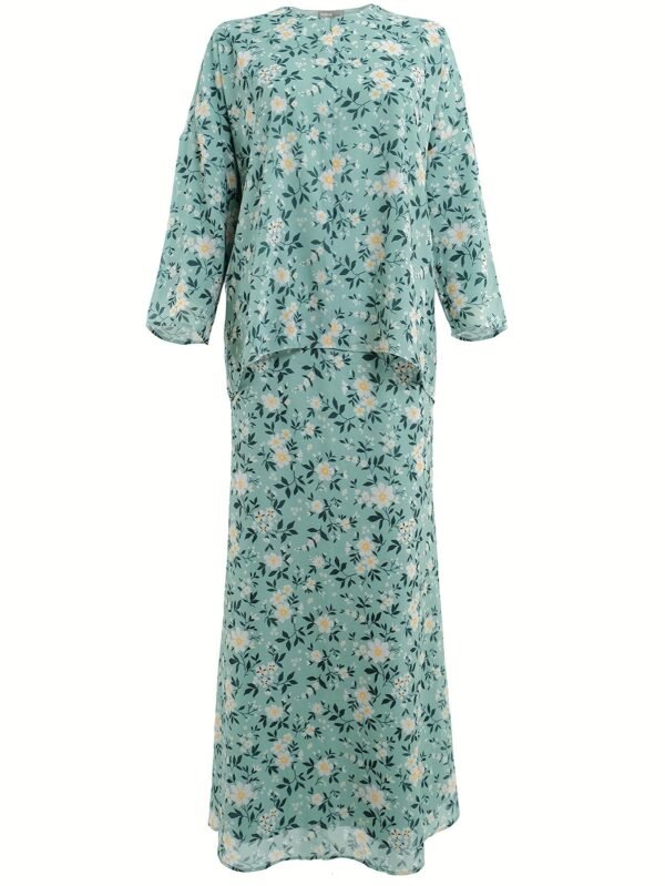 fa296696-c372-4af1-b3da-8c0a662949c2.jpg Mineral Green Floral Baju Kurung Set